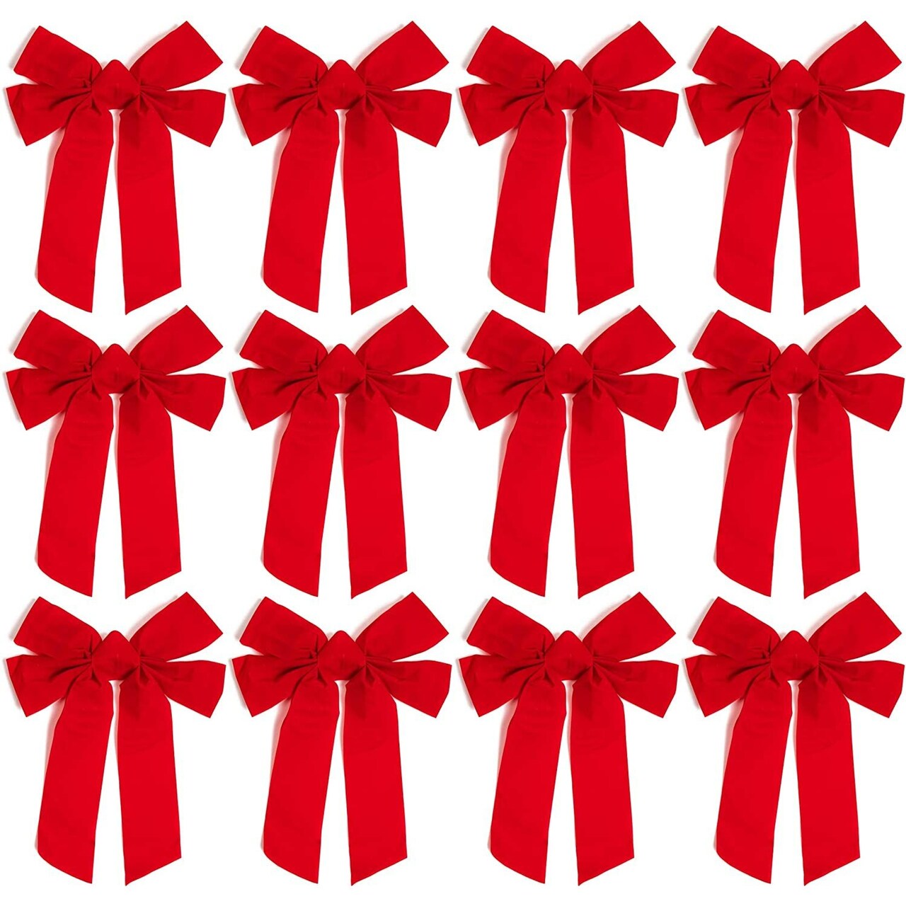 Okuna Outpost 12 Pack Red Velvet Christmas Ribbons, 9 x 12 Inch Ribbon, Christmas Ribbons for Crafts Ideal for Decorating and Gift Wrapping